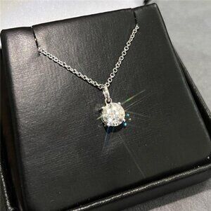 Certified VVS1 Round Solitaire Moissanite Pendant Necklace